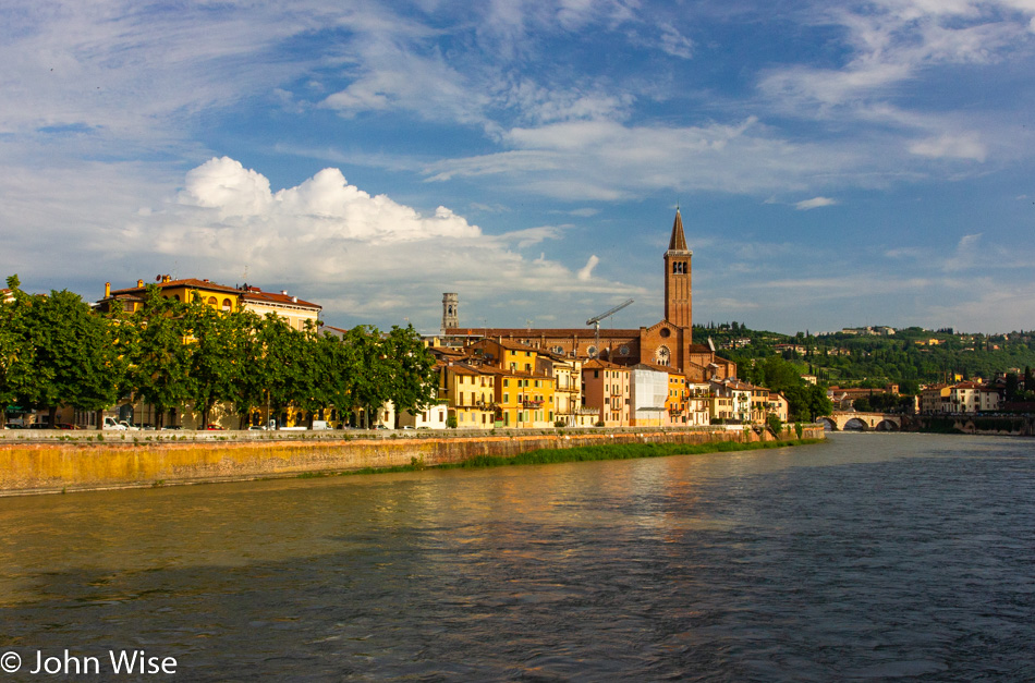 The Adige river in Verona, Italy