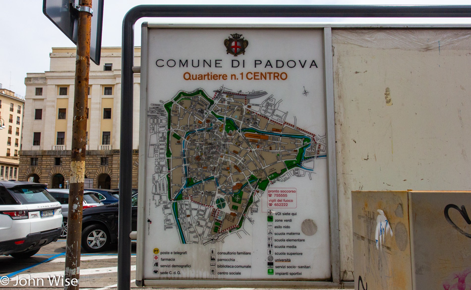 Street map of old town Padua, Italy