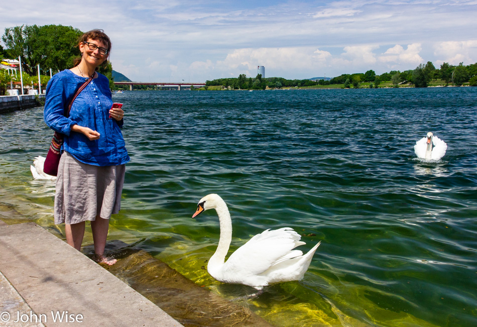 Caroline Wise standing in the Danube in Vienna, Austria