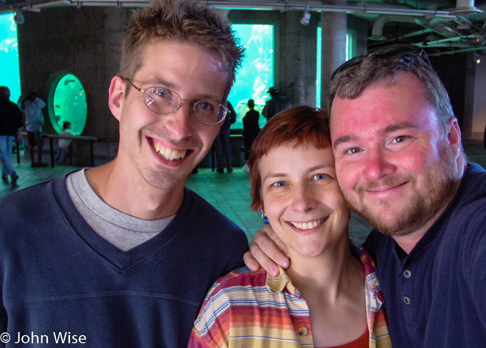 Mark Shimer, Caroline Wise, and John Wise at Monterey Bay Aquarium in California