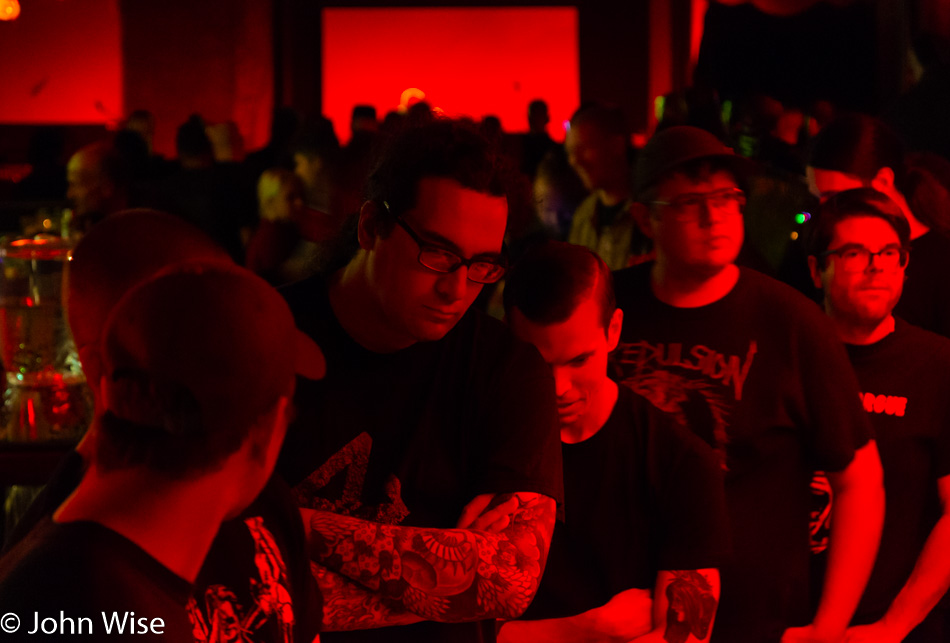 Scott Jaeger of Industrial Music Electronics watching Genocide Organ at The Resident in Los Angeles, California