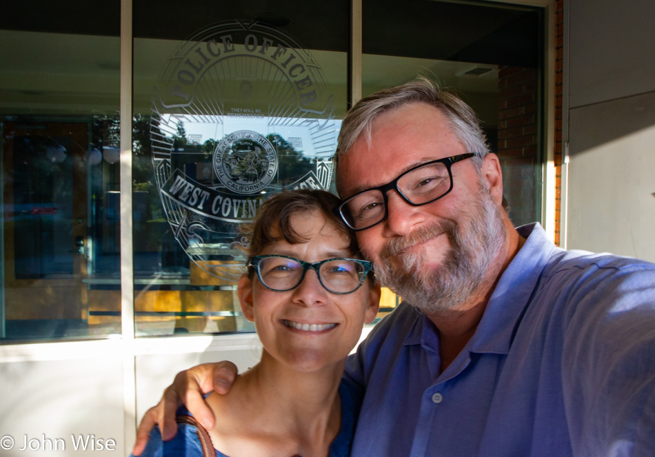 Caroline Wise and John Wise at the West Covina Police Department in California