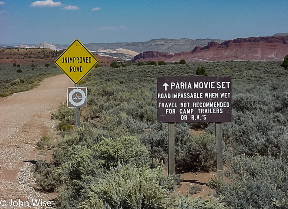 Turn off to Pariah Movie Set in Pariah, Utah