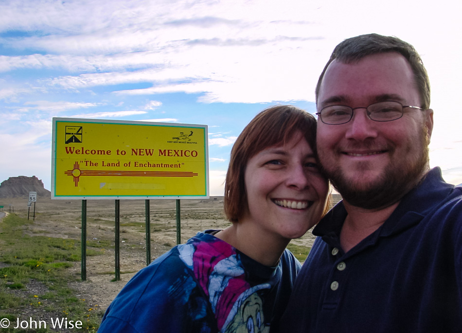 Caroline Wise and John Wise on the New Mexico State Line