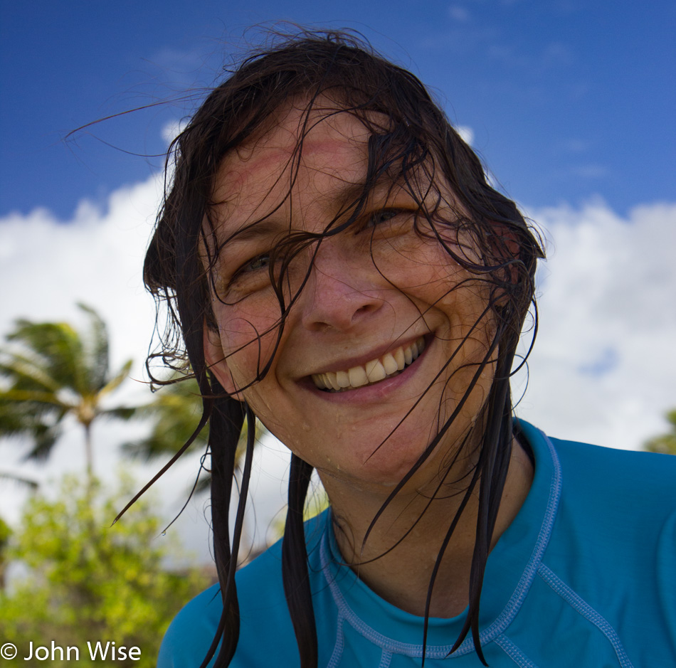 Caroline Wise at Poipu Beach on Kauai, Hawaii