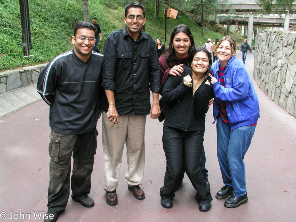 Jay Patel, Rinku Shah, Raenu Bhadriraju, Krupesh Shah, and Caroline Wise at Magic Mountain in California