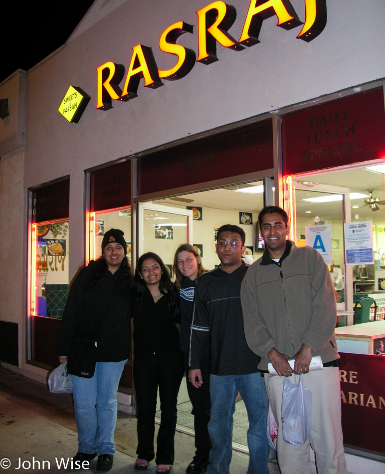 Jay Patel, Rinku Shah, Raenu Bhadriraju, Krupesh Shah, and Caroline Wise at Little India in Artesia, California