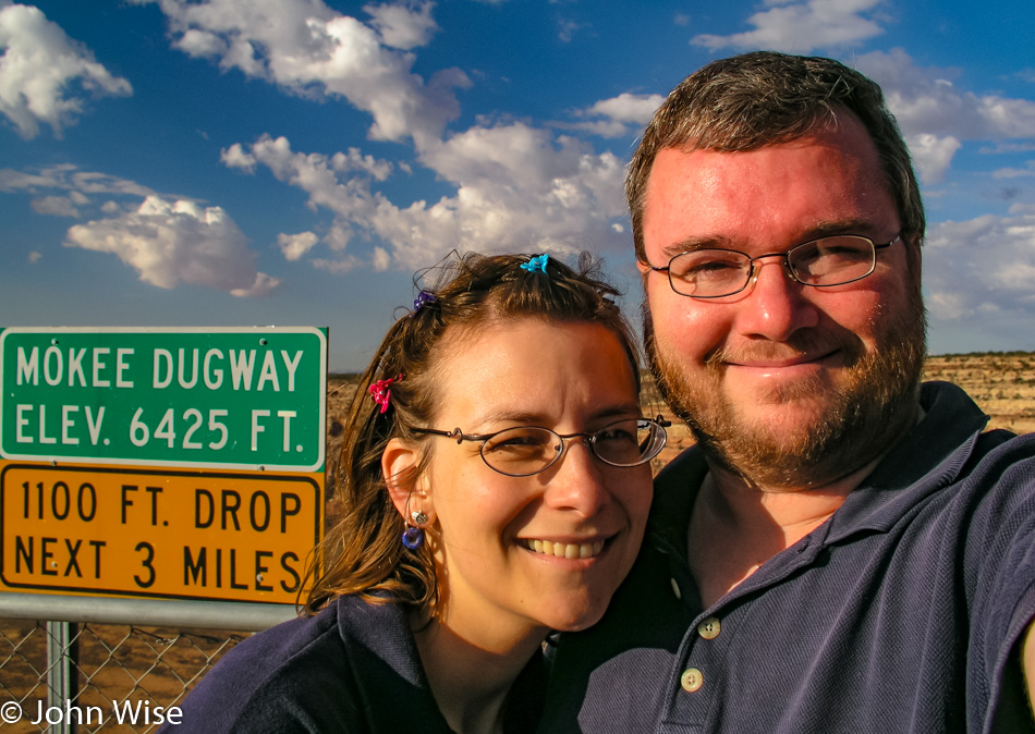 Caroline Wise and John Wise on the Mokee Dugway in Southern Utah