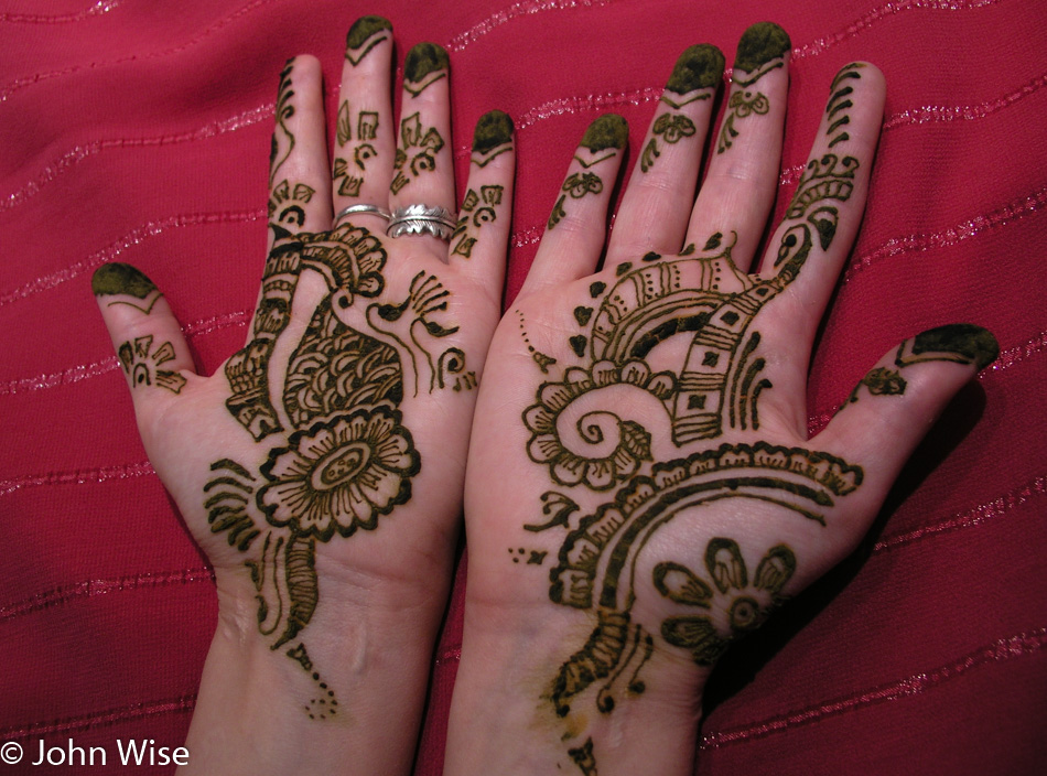 Caroline Wise with henna on her hands in Phoenix, Arizona