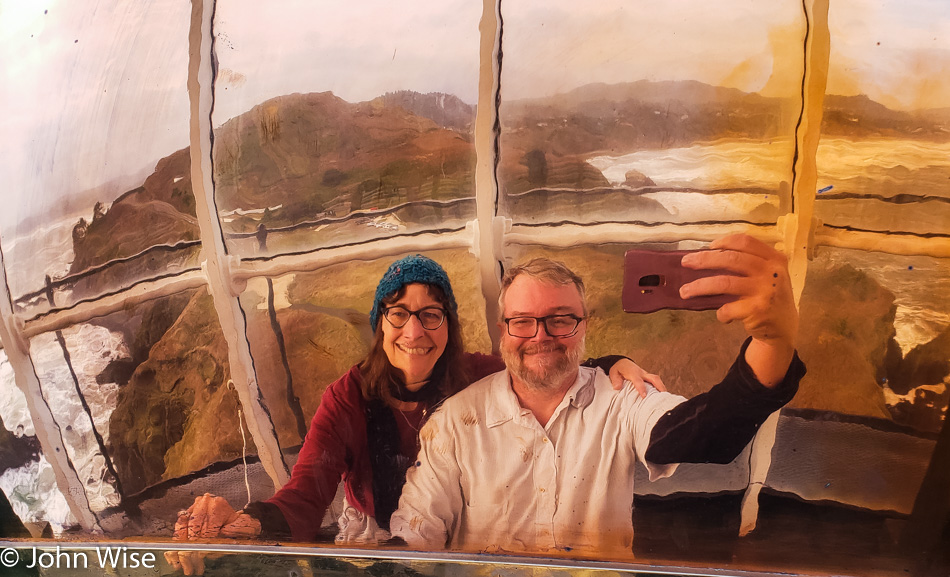 Caroline Wise and John Wise at Yaquina Head Lighthouse in Newport, Oregon
