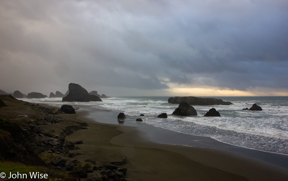 Shark Fin Rock at Gold Beach in Oregon