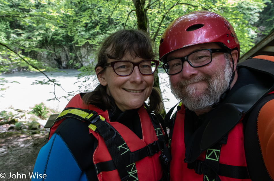 Caroline Wise and John Wise on the Tara River in the Balkans