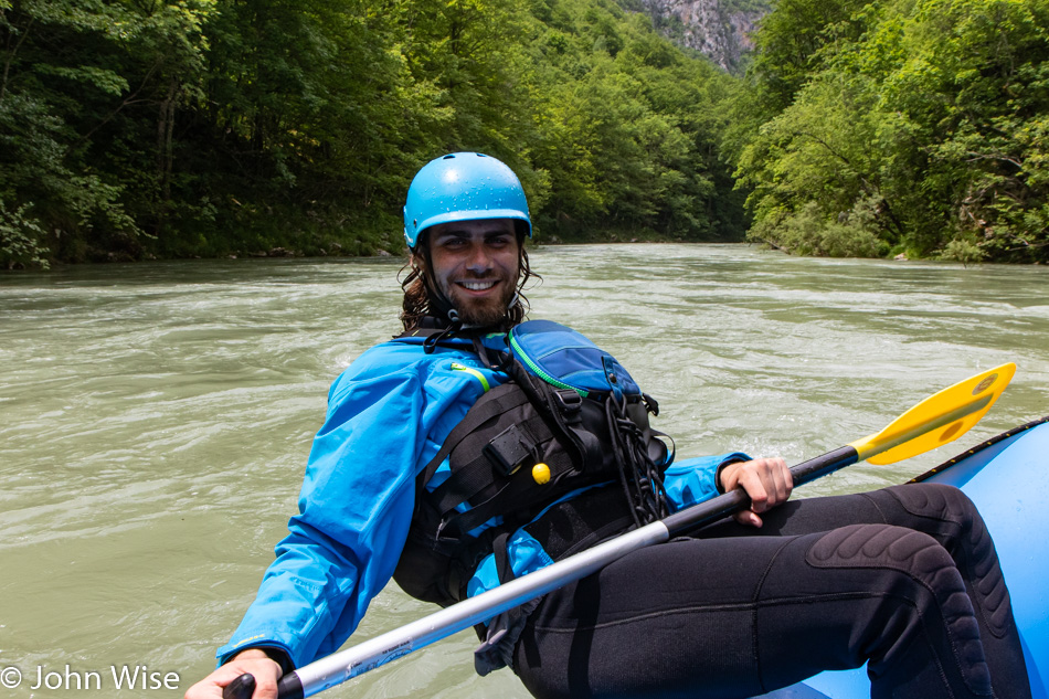 Raftek guide Petar on the Tara River in the Balkans
