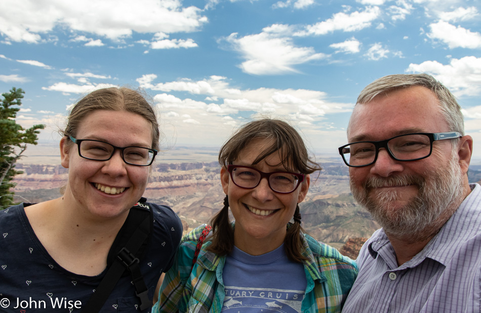 Katharina Engelhardt, Caroline Wise, and John Wise at the Grand Canyon National Park in Arizona