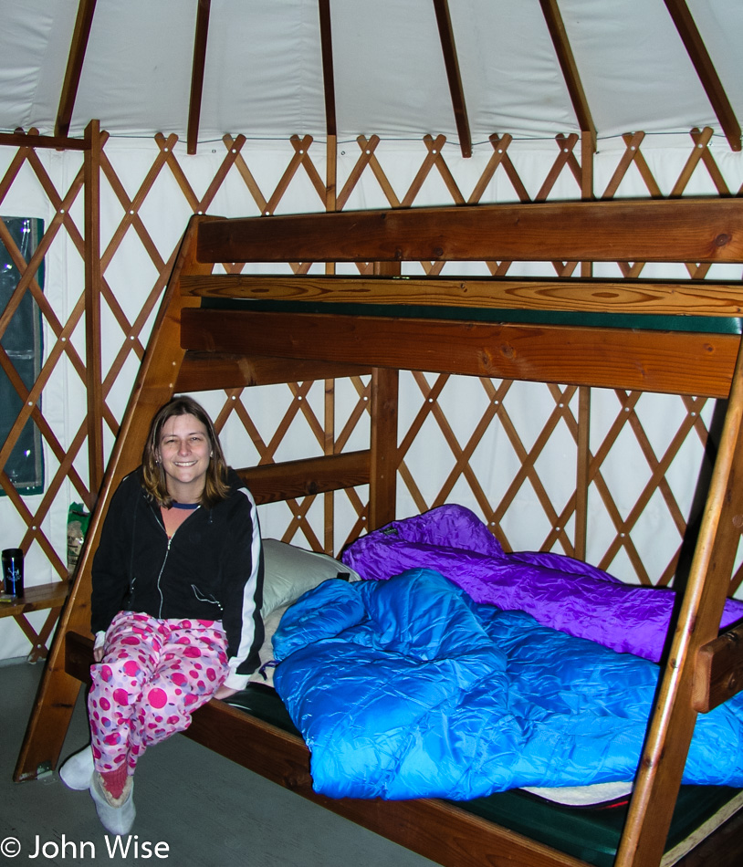 Harris Beach Yurt and Caroline Wise in Oregon November 2003