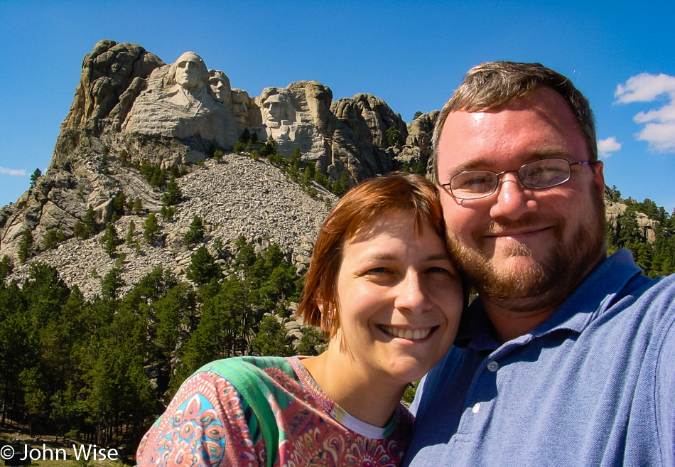 Caroline Wise and John Wise at Mount Rushmore in South Dakota