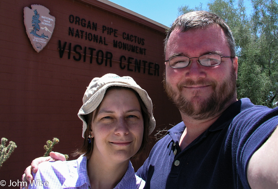 Caroline Wise and John Wise at Organ Pipe Cactus National Monument in Arizona