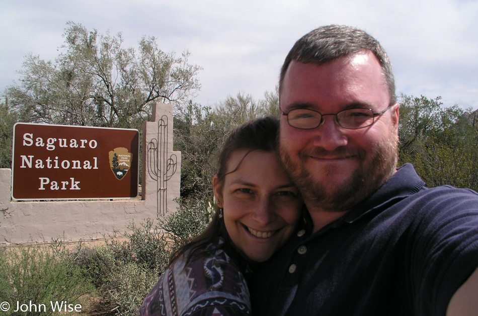 Caroline Wise and John Wise at Saguaro National Park in Tucson Arizona