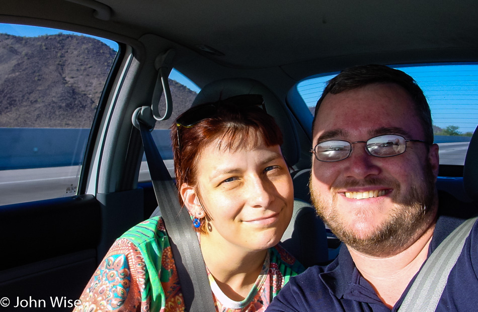 Caroline Wise and John Wise driving to Los Angeles California