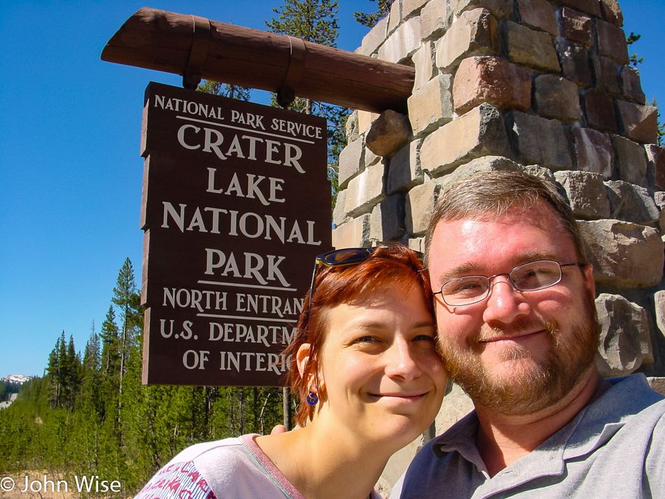 Caroline Wise and John Wise entering Crater Lake National Park in Oregon