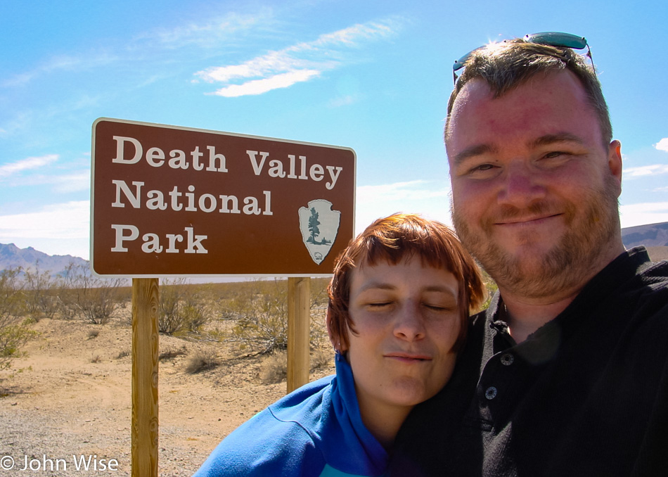Caroline Wise and John Wise entering Death Valley National Park in California