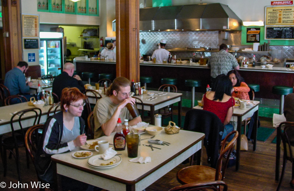 Caroline Wise and Mark Shimer at the Original Pantry in Los Angeles California