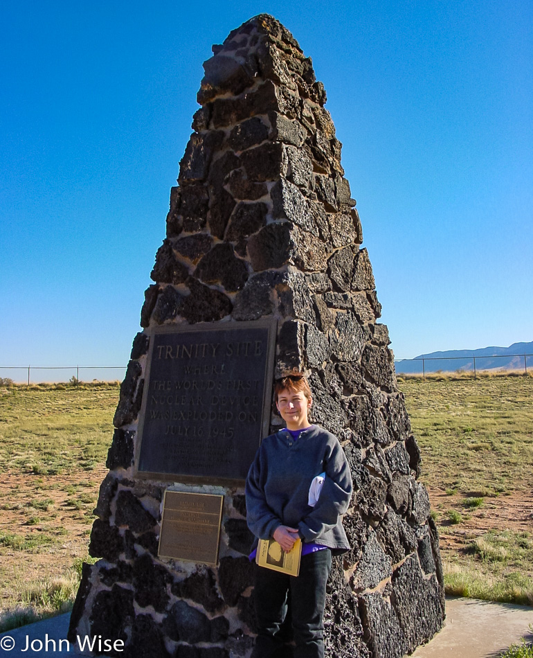 Caroline Wise at Trinity Site in New Mexico