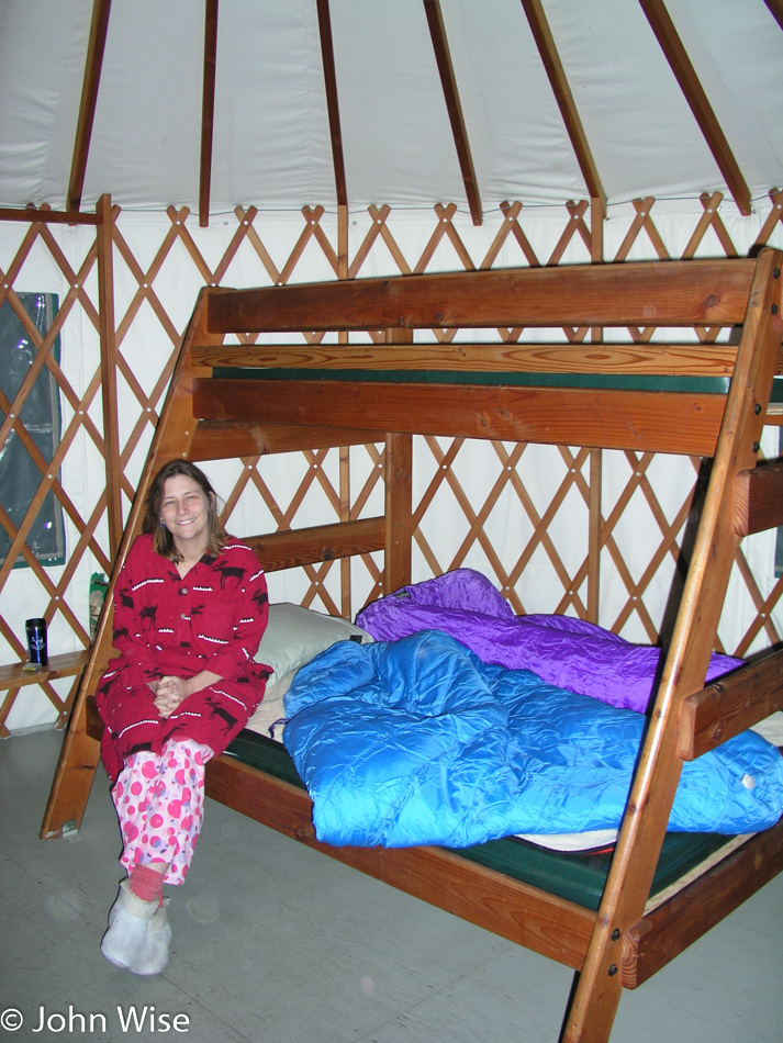 Caroline Wise in a yurt in Oregon