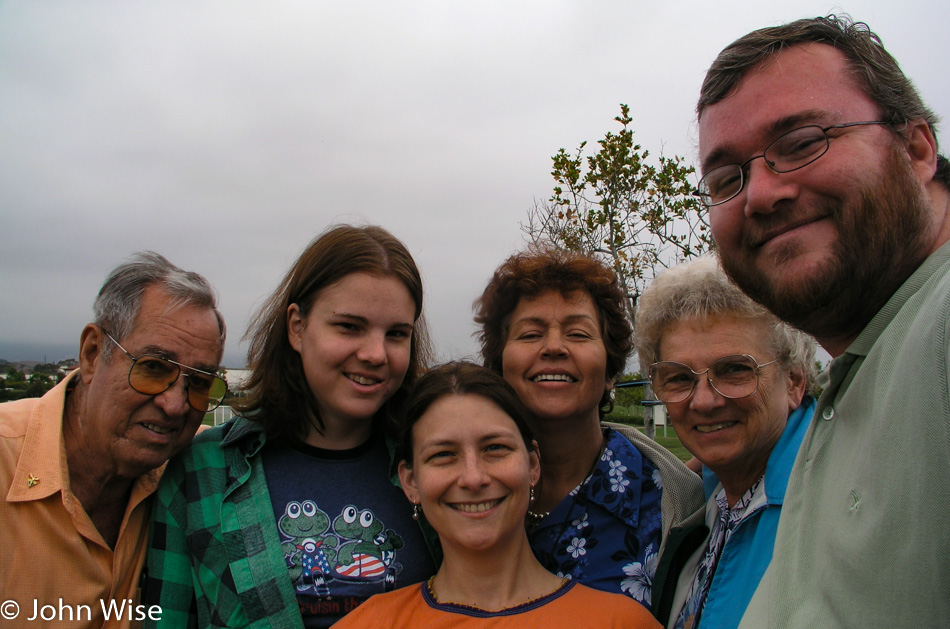 Caroline and John Wise with Jessica Wise visiting Ann and Woody Burns in Santa Barbara California