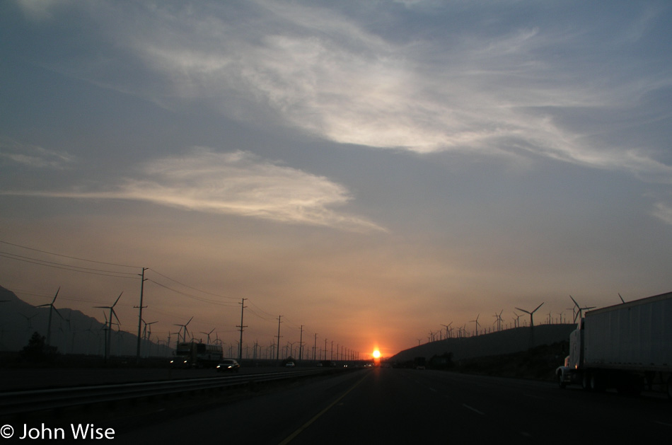 Driving on Interstate 10 west into Los Angeles California