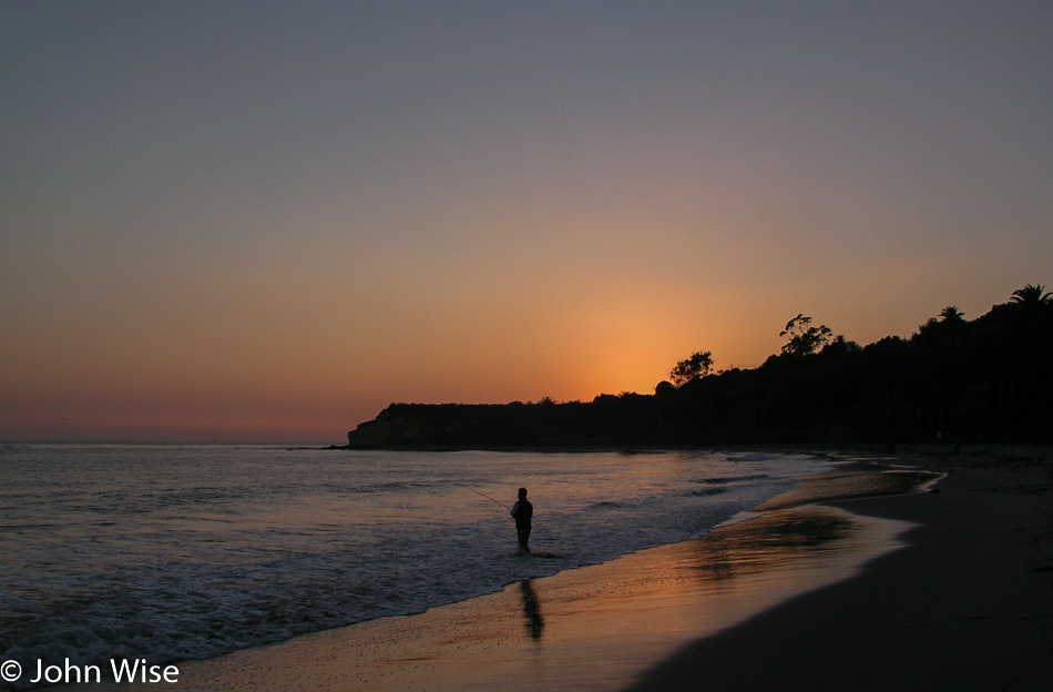 Fishing at sunset in Santa Barbara California