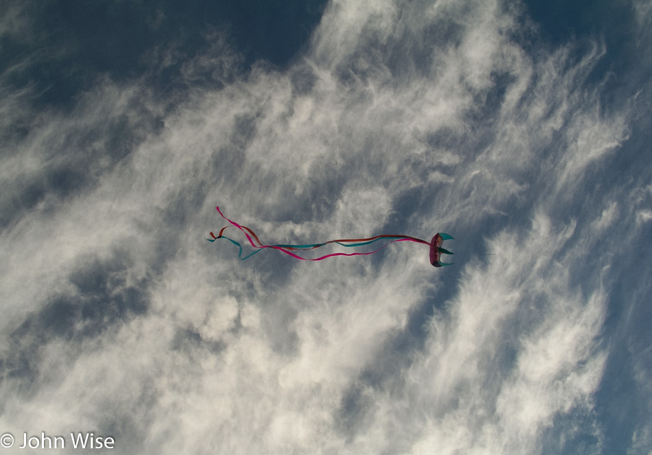 Flying kite on Oregon coast