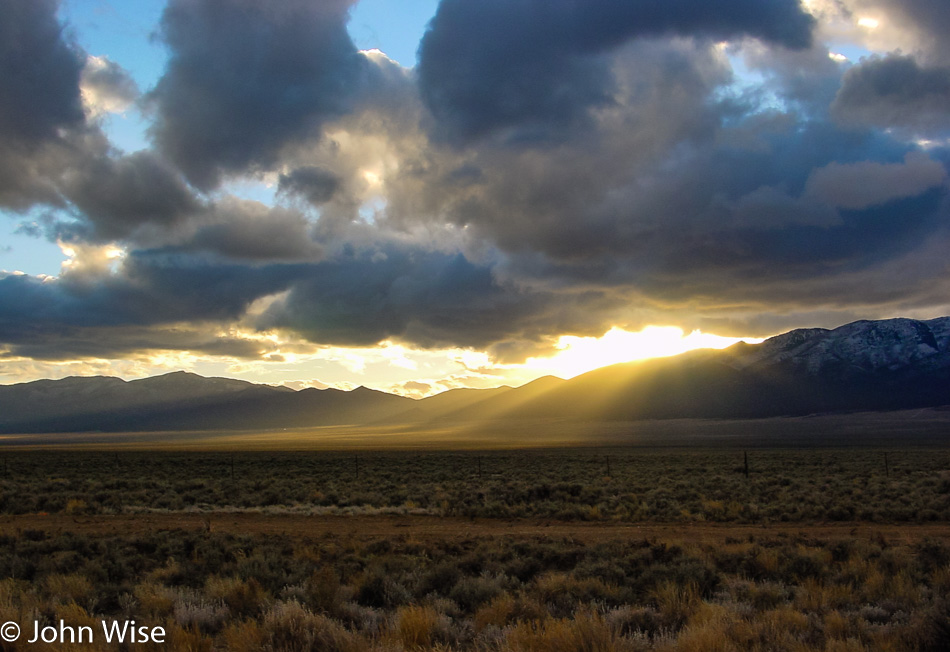 God Rays falling on earth in Nevada