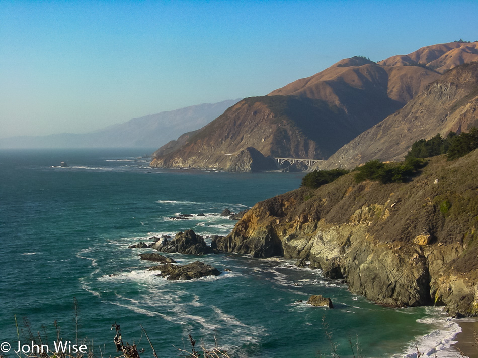 Highway 1 looking at the Big Creek Bridge in California