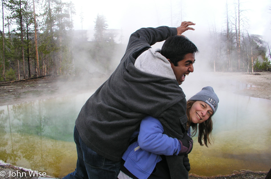 Jay Patel and Caroline Wise at Yellowstone National Park in Wyoming