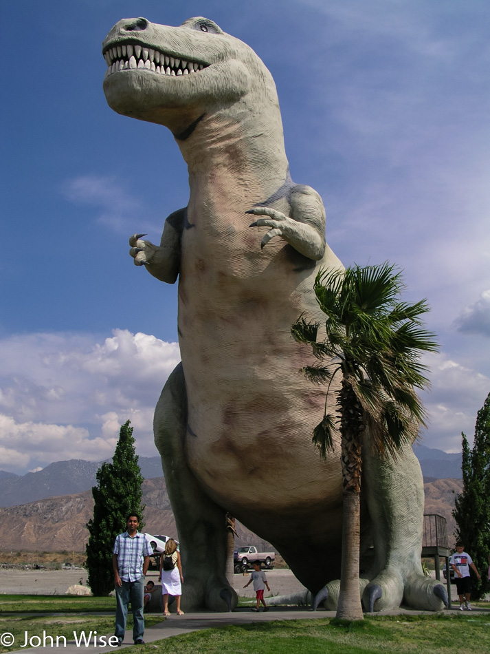 Jay Patel with a T-Rex in California