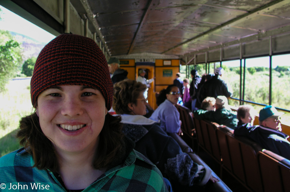 Jessica Wise on the Durango Steam Train to Silverton in Colorado