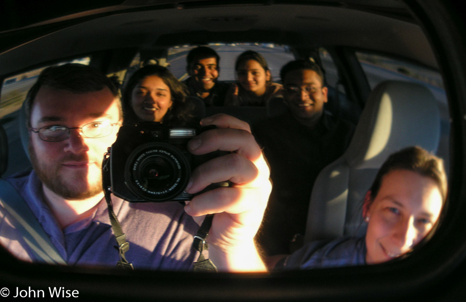 John Wise and Caroline with friends driving to California