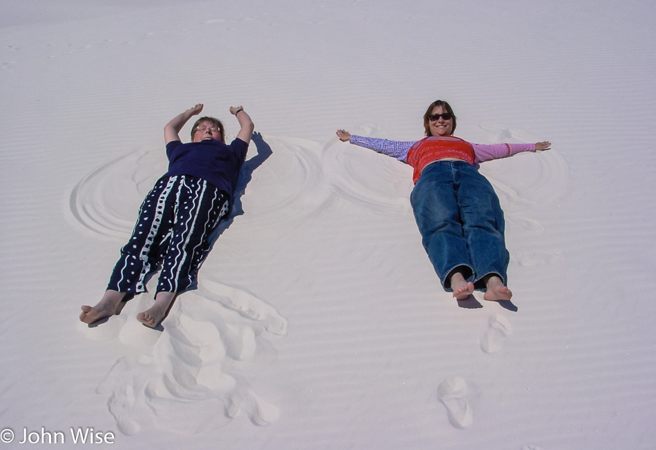 Jutta Engelhardt and Caroline Wise at White Sands National Monument in New Mexico