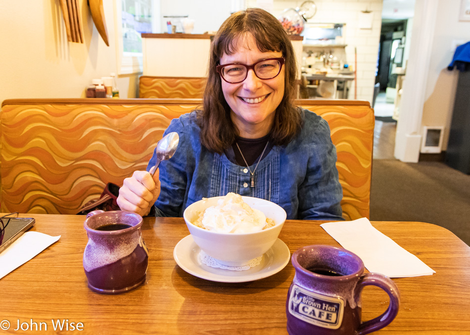 Caroline Wise at Little Brown Hen Cafe in Florence, Oregon