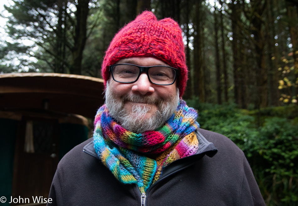 John Wise at our Yurt at Carl G Washburne State Park in Florence, Oregon