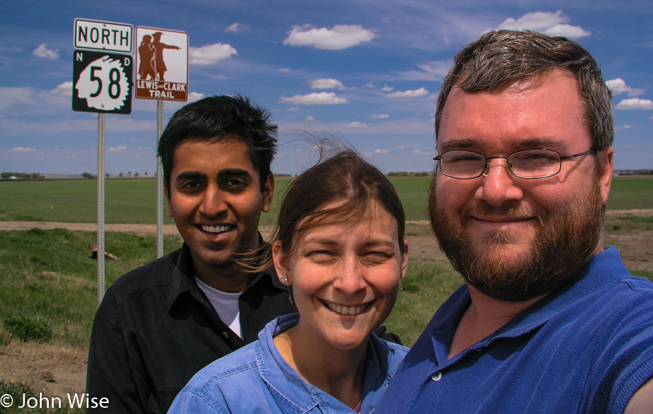 Jay Patel with Caroline and John Wise in North Dakota