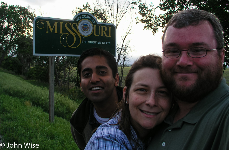 Jay Patel with Caroline and John Wise entering Missouri
