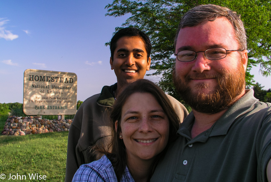 Jay Patel with Caroline and John Wise at Homestead National Monument in Nebraska