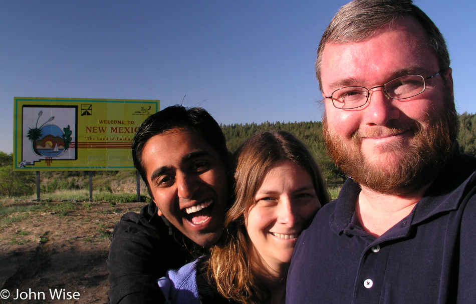 Jay Patel with Caroline and John Wise entering New Mexico