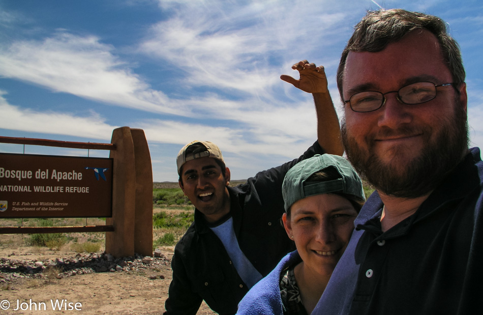 Jay Patel with Caroline and John Wise at Bosque Del Apache in New Mexico