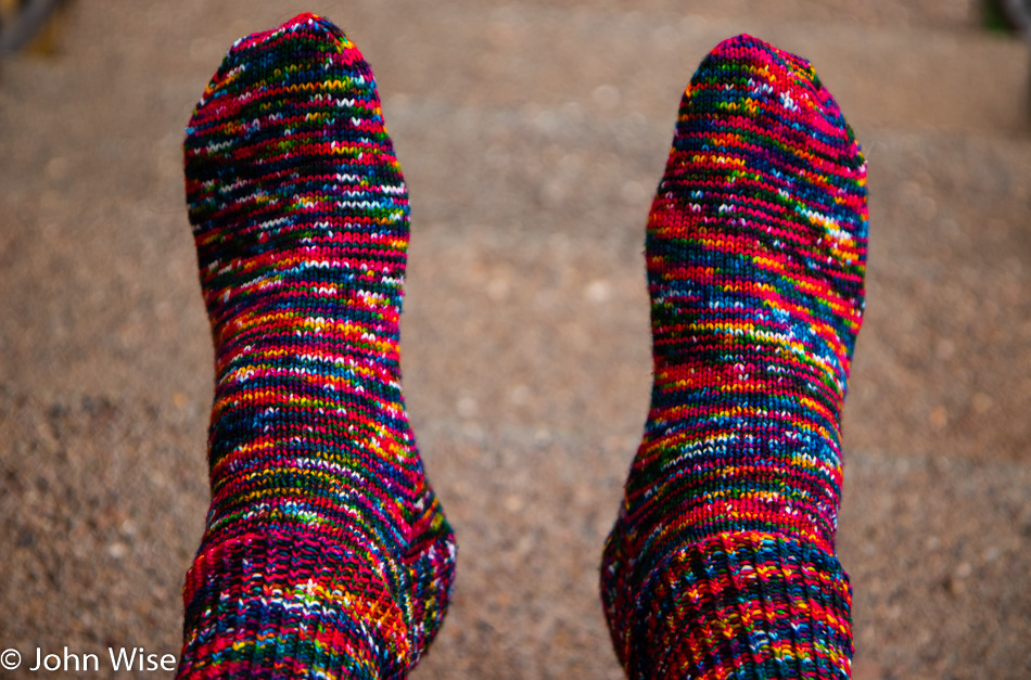 John Wise wearing handmade socks in Phoenix, Arizona