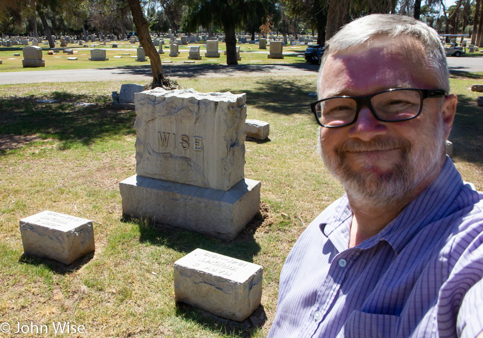 John Wise in front of a Wise Gravestone in Phoenix, Arizona