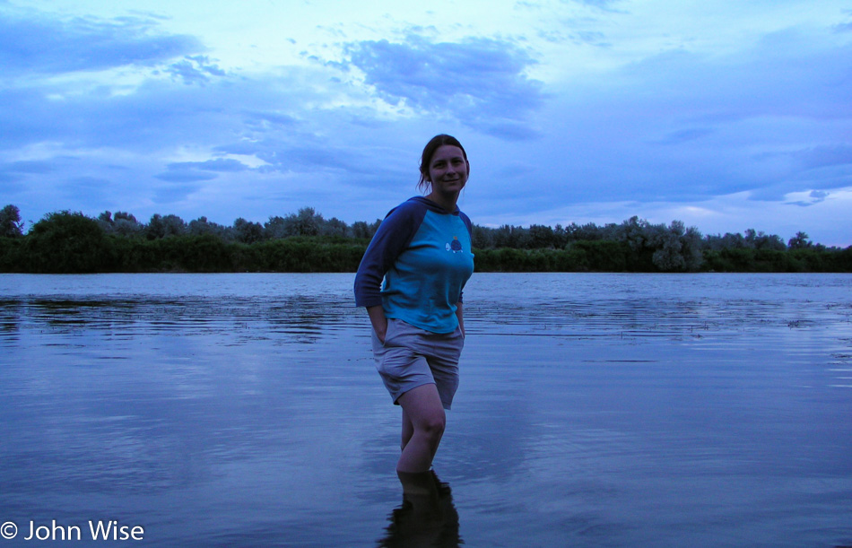 Caroline Wise standing in the Columbia River in Oregon