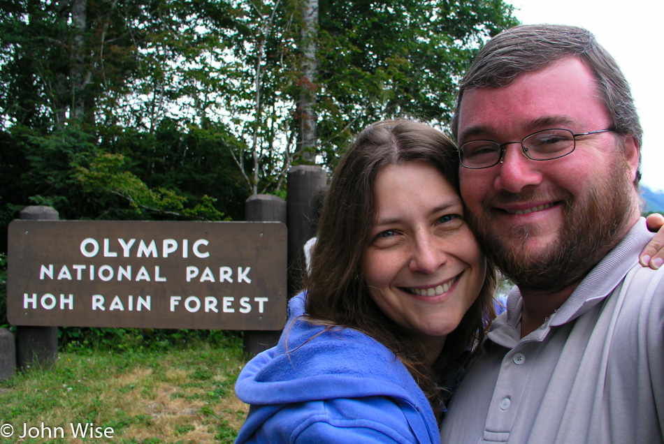 Caroline Wise and John Wise at Hoh Rain Forest in Olympic National Park, Washington
